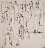 Vor dem Schaufenster by Ernst Ludwig Kirchner, Um 1926, Tusche auf Halbkarton, sold Dec 2021