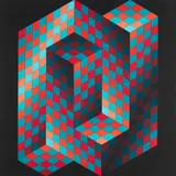 Ohne Titel by Victor Vasarely, Farbserigrafie auf leichtem Karton, sold Feb 2022