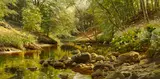 Peder Moerk Moensted, Sonniger Waldbach, Öl auf Leinwand