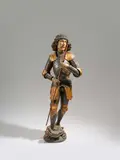South German School, Der hl. Georg in Rüstung mit dem Drachen, Obstbaumholz (?). Maße: 151cm
