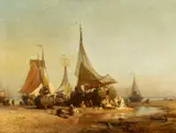 Andreas Achenbach, Fischmarkt am Strand