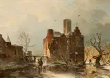 Carl Hilgers, Wasserschloss im Winter, Öl auf Leinwand