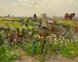 Hugo Mühlig, Distelfeld, Öl auf Karton