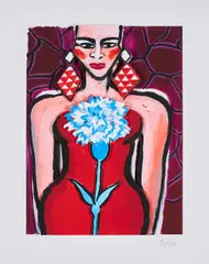 Elvira Bach, Rosa Rot, 2018, 3-D Farbserigrafie auf leichtem Karton