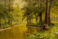 Walter Moras, Spreewaldlandschaft im Sommer, Öl auf Leinwand