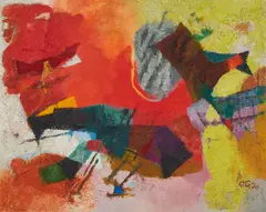 Otto H. Gerster, Rot Maritime, 1970, Öl und Sand auf Leinwand