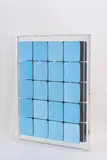 Spiegelobjekt by Adolf Luther, 1968, 20 blaue Konkavspiegel vor Spiegel auf Holz in Plexiglaskasten, sold Jun 2022
