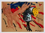 Rémi Blanchard, Ohne Titel, 1982, Lack auf braunem Velin