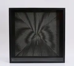 Ludwig Wilding, Ohne Titel (36), 1969, Serigrafie auf Plexiglas und Papier in schwarzem Holzkasten