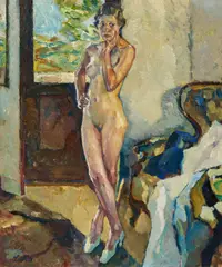 Leo Putz, "Am Fenster", Öl auf Leinwand