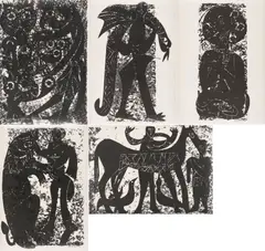 HAP Grieshaber, Die dunkle Welt der Tiere, 1959, Mappe mit 10 Holzschnitten auf Hahnemühle