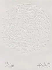 Günther Uecker, Ohne Titel, 2000, Prägedruck auf Bütten
