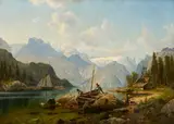 Fischer in einem norwegischen Fjord by Johannes Bartholomäus Duntze, Öl auf Leinwand, sold May 2022