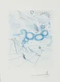 Pégase bleu by Salvador Dalí, 1973, Farbradierung auf BFK RIVES (Wasserzeichen), sold Apr 2022
