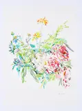 Oskar Kokoschka, Sommerblumen mit Rosen, 1969, Farblithografie auf Velin