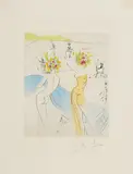 Femmes-fleurs au piano (Aus: Hippies) by Salvador Dalí, 1969/70, Radierung auf Arches (Wasserzeichen), sold Apr 2022