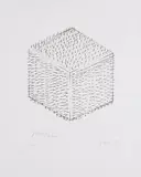Günther Uecker, Großer Kubus, 1972, Lithografie auf leichtem Karton