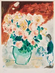 Marc Chagall, Le Bouquet, 1955, Farblithografie auf Arches (Wasserzeichen)