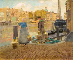 Hans Herrmann, Kanal in Dordrecht, Öl auf Leinwand