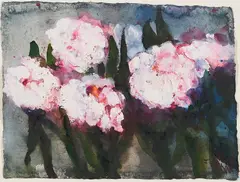 Klaus Fußmann, Ohne Titel (Pfingstrosen), Acryl und Gouache auf handgeschöpftem Bütten