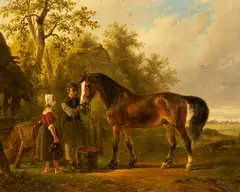Wouter Verschuur d.Ä., Vor dem Pferdestall, Öl auf Holz
