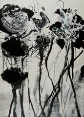 Monika Sigloch, "Mondscheinblüten", 2010, Acryl und Ölkreide auf Leinwand