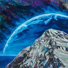 "Blue earth I" by SEO, 2011, Acryl und Papiercollage auf Leinwand, sold Jun 2022