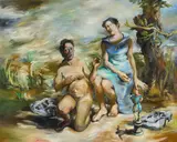 Bénédicte Peyrat, "Trauben von Tyrannen klammern sich an mich", 2000-2003, Öl auf Leinwand