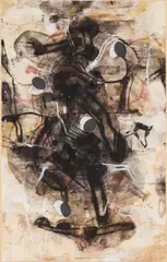 Heinz Adochi, Ohne Titel, 1992, Leimfarbe auf Papier auf Leinwand