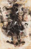 Heinz Adochi, Ohne Titel, 1992, Leimfarbe auf Papier auf Leinwand