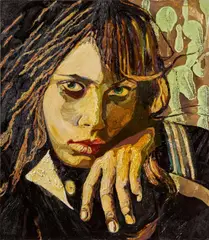 Na und? by Cornelia Schleime, 2008, Acryl, Asphaltlack und Schellack auf Leinwand, sold Jun 2022