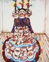 Fatima Mendonca, "Suporte do carrocel da Casa", 2010, Öl und Ölkreide auf Leinwand
