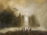 Jarmo Mäkilä, Gänsemarsch, 2010, Öl auf Leinwand