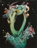 Johanna Flammer, Maigrün NODI, 2017, Mischtechnik, collagiert auf Leinwand