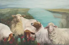 Kaya Theiss, "Herde am Fluss I", 2005, Öl auf Leinwand