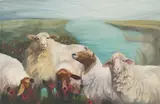 Kaya Theiss, "Herde am Fluss I", 2005, Öl auf Leinwand