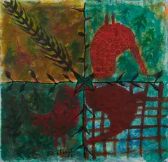 Hoda Jammal, Aus: Seelenvogel, 2006, Mischtechnik auf Stoff