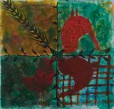 Hoda Jammal, Aus: Seelenvogel, 2006, Mischtechnik auf Stoff