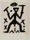 Ohne Titel (Entwurf zu alle Kreuze rot und die Punkte) by A. R. Penck, Serigrafie auf Kunststofffolie, sold Sep 2022