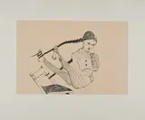 Cornelia Schleime, Ohne Titel (Mädchen auf dem Stuhl), 1997, Farbradierung auf Bütten