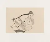 Cornelia Schleime, Ohne Titel (Mädchen auf dem Stuhl), 1997, Farbradierung auf Bütten