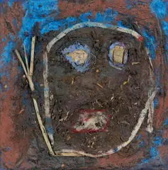 Volkmar Schulz-Rumpold, "Die Erdbirne", 1991, Mischtechnik, collagiert auf Leinwand