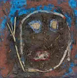 Volkmar Schulz-Rumpold, "Die Erdbirne", 1991, Mischtechnik, collagiert auf Leinwand
