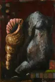 Peter Chevalier, Ohne Titel (Das Lied der Muschel II), 1985, Öl auf Leinwand