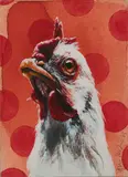 Andreas Amrhein, Huhn, 2005, Öl auf Malkarton