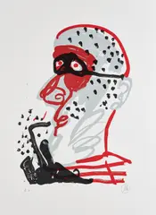 Ohne Titel by Markus Lüpertz, Farblithografie auf Hahnemühle (Wasserzeichen), sold Feb 2022