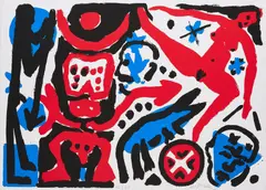Kippe by A. R. Penck, 1991, Farbserigrafie auf BFK RIVES (Wasserzeichen), sold Mar 2022
