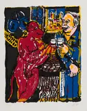 Jörg Immendorff, Schlösser, 1998, Farbserigrafie auf Bütten