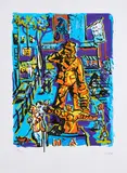 Jörg Immendorff, Hans Albers, 1999, Farbserigrafie auf Hahnemühle (Wasserzeichen)