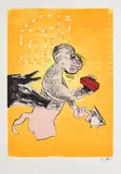 Jörg Immendorff, Maureraffe (Aus: Fifty Fifty), 2005, Farbserigrafie auf leichtem Karton